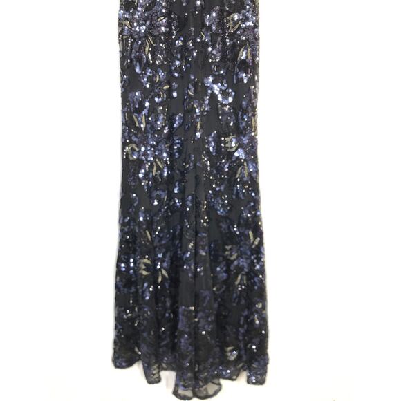 Badgley Mischka Midnight Swirl Gown Maxi Dress 4 - Picture 9 of 13